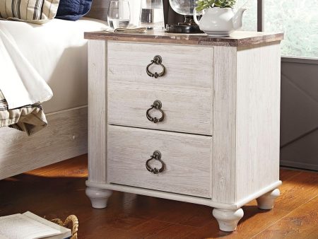 Willowton - Brown   Beige   White - Two Drawer Night Stand Online Sale