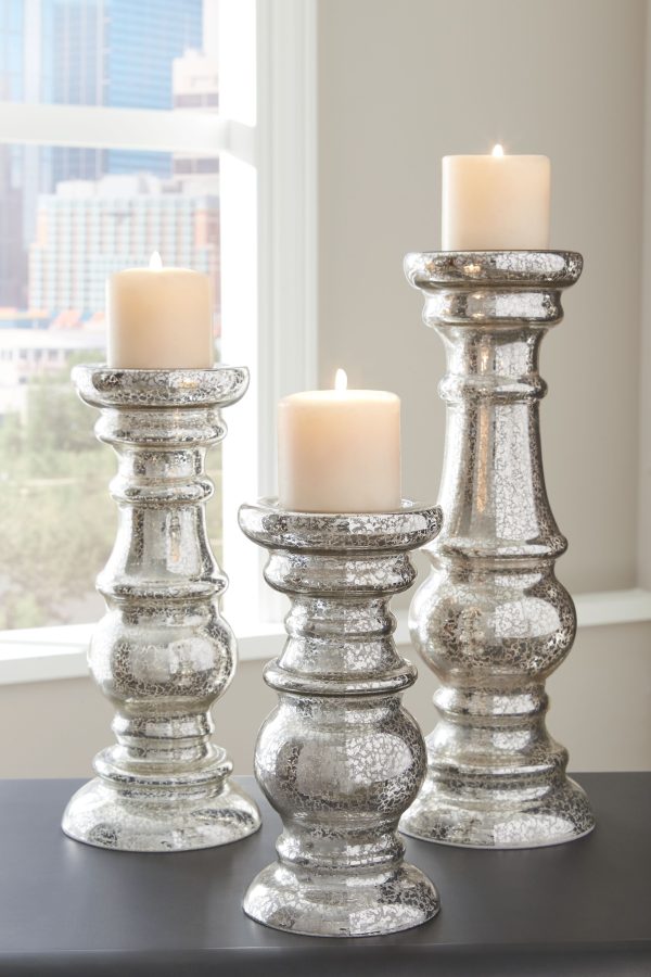 Rosario - Silver Finish - Candle Holder Set (Set of 3) on Sale