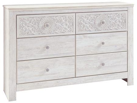 Paxberry - Whitewash - Six Drawer Dresser - Medallion Drawer Pulls Online Hot Sale