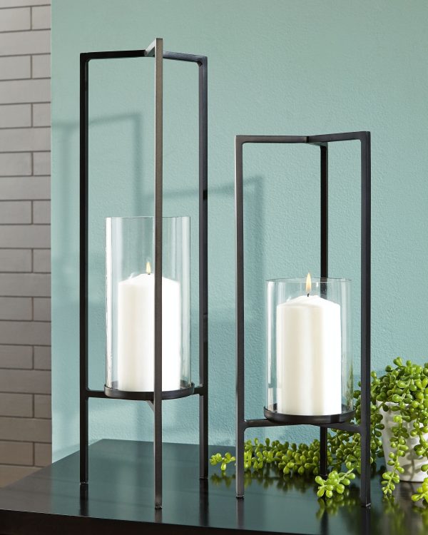 Ginette - Black - Candle Holder Set (Set of 2) For Cheap