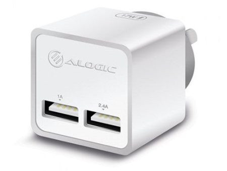 ALOGIC 2 Port USB Mini Wall Charger 2.4A + 1A  17W  WHITE WC2A17MWH on Sale