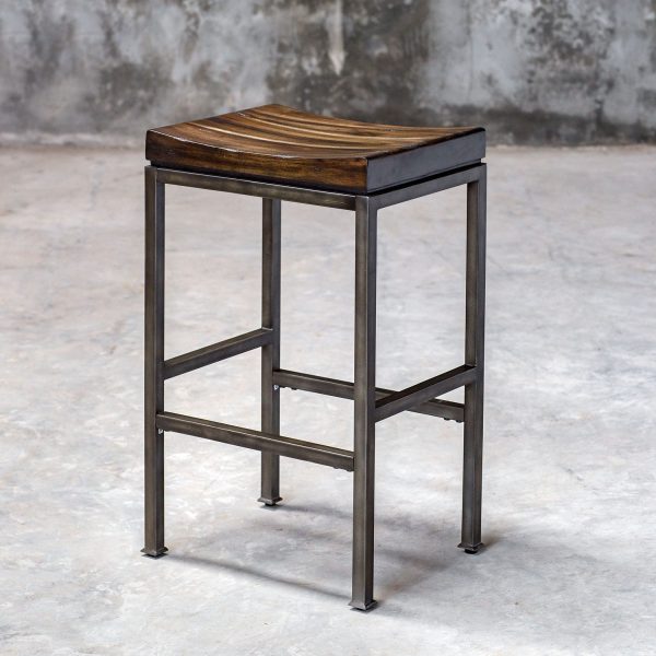 Beck - Industrial Bar Stool - Dark Brown & Black Cheap