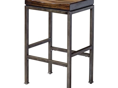 Beck - Industrial Bar Stool - Dark Brown & Black Cheap