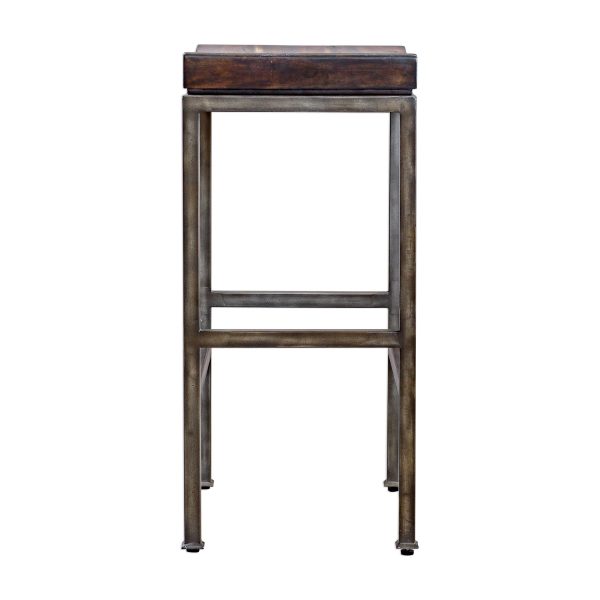 Beck - Industrial Bar Stool - Dark Brown & Black Cheap