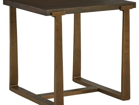 Balintmore - Brown   Gold Finish - Rectangular End Table Discount