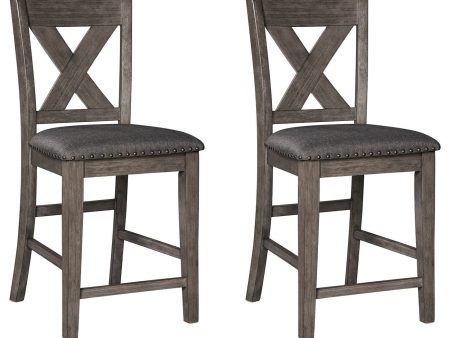 Caitbrook - Gray - Upholstered Barstool (Set of 2) Online