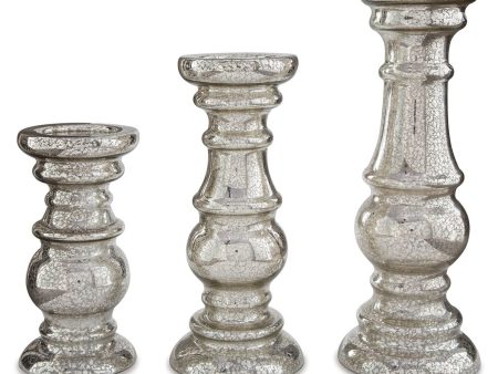 Rosario - Silver Finish - Candle Holder Set (Set of 3) on Sale