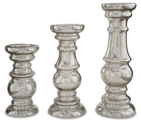 Rosario - Silver Finish - Candle Holder Set (Set of 3) on Sale