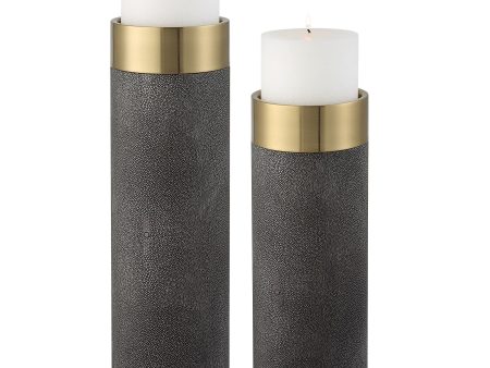 Wessex - Gray Candleholders (Set of 2) For Cheap