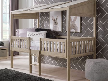 Wrenalyn - White   Brown   Beige - Twin Loft Bed with Roof Panels Online Sale