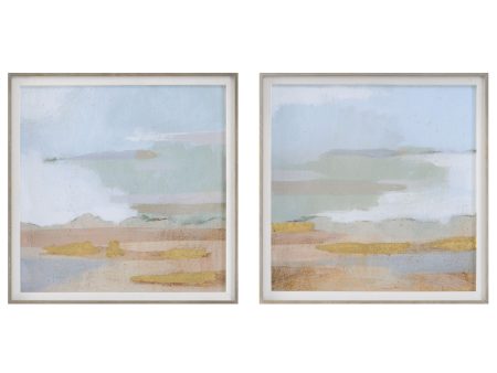 Abstract Coastline - Framed Prints (Set of 2) Hot on Sale