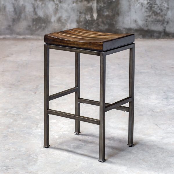 Beck - Industrial Bar Stool - Dark Brown & Black Cheap