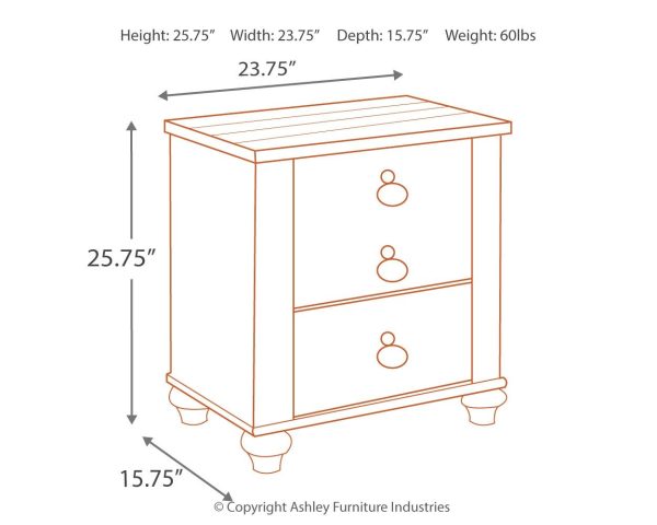 Willowton - Brown   Beige   White - Two Drawer Night Stand Online Sale