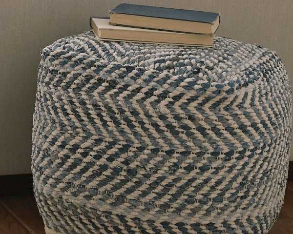 Chevron - Blue - Pouf Sale