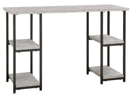 Lazabon - Gray   Black - Home Office Desk - Double-Shelf Pedestal Online