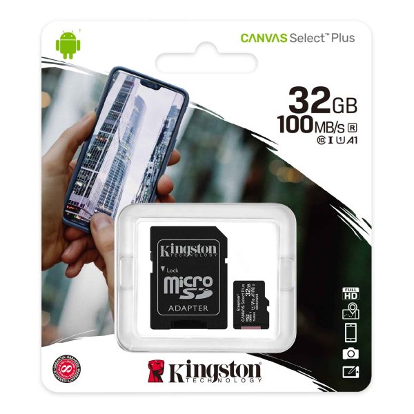 Kingston Canvas Select 32GB C10 100MB s MicroSDXC Card Fashion