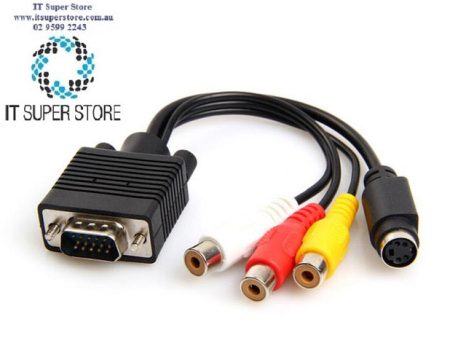 VGA Male to 3 RCA S-Video Female AV Video Cable Adapter Supply