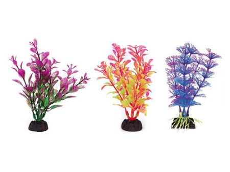 Penn Plax Colorful Aquarium Plastic Plant Pack 4  Assorted Colors 6 count by Penn Plax Discount